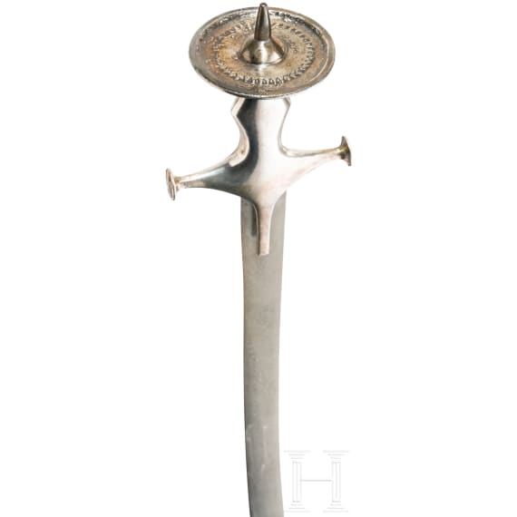 An Indian tulwar with silver plated hilt, ca. 1800