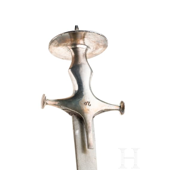 An Indian tulwar with silver plated hilt, ca. 1800