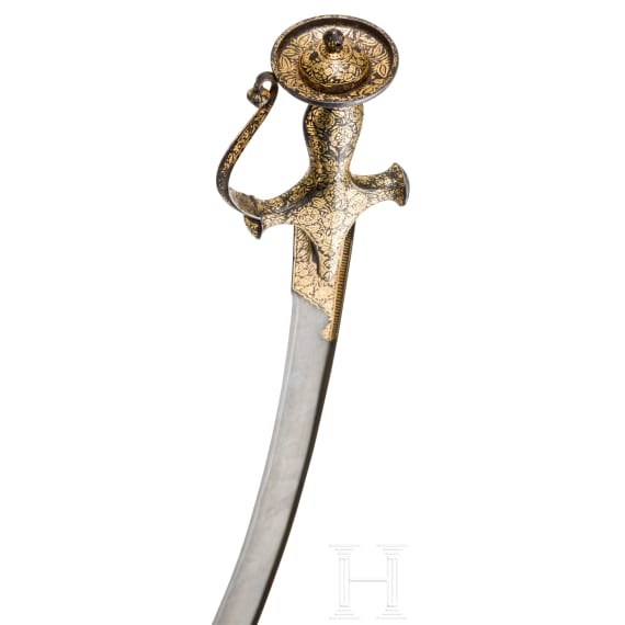 An Indian Sosun Pattah with gold damascened hilt, dated 1881