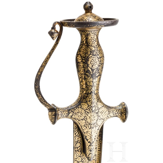 An Indian Sosun Pattah with gold damascened hilt, dated 1881
