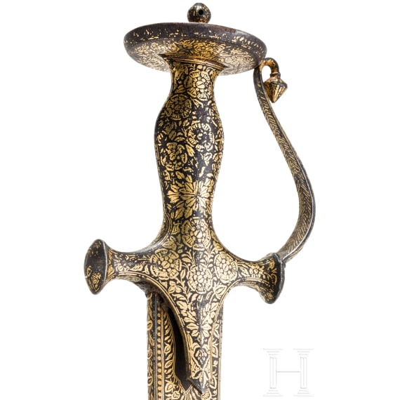 An Indian Sosun Pattah with gold damascened hilt, dated 1881