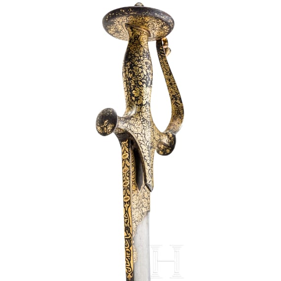 An Indian Sosun Pattah with gold damascened hilt, dated 1881