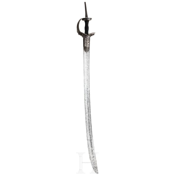 An Indian khanda with silver plated hilt, circa 1800
