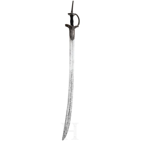 An Indian khanda with silver plated hilt, circa 1800