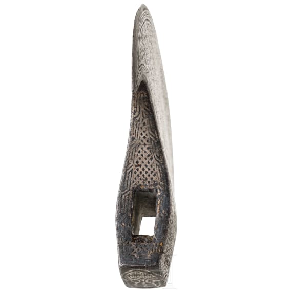 A silver damascened Tibetan axe blade, 17th/18th century