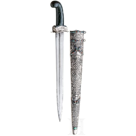 A Sino-Tibetan silver-mounted dagger, 19th century
