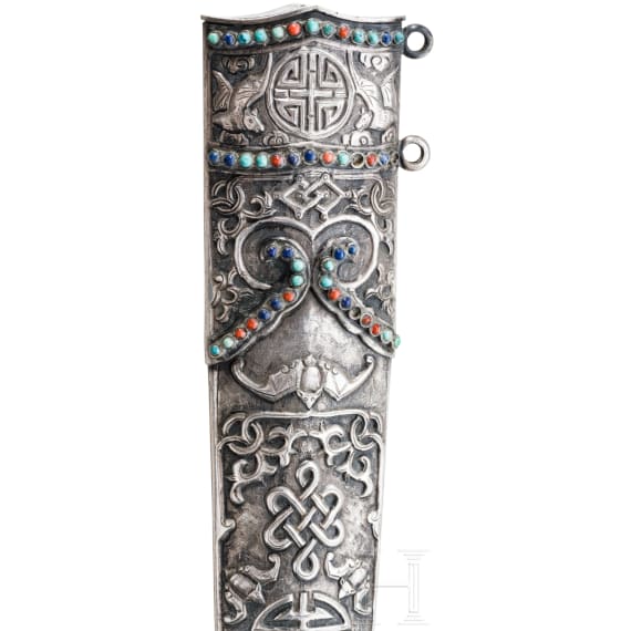 A Sino-Tibetan silver-mounted dagger, 19th century