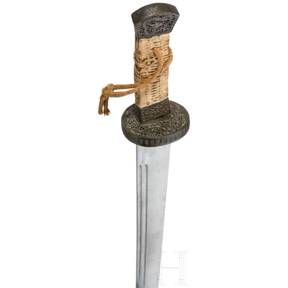 A Chinese Dao with rayskin scabbard, 19th century
