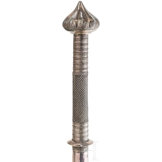 A large silver mounted Burmese dha, 2nd half of the 19th century