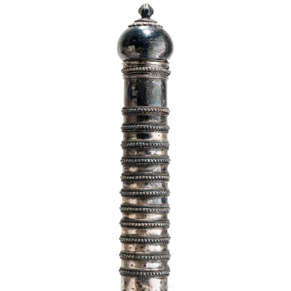 A Burmese silver mounted Dha, 19th century