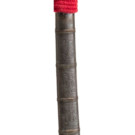A silver mounted Burmese Dha, 1st half of the 20th century