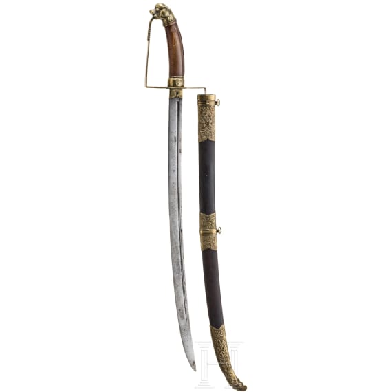 A saber with lion's head pommel, Cambodia, 19th century