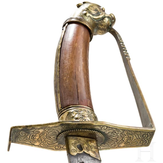 A saber with lion's head pommel, Cambodia, 19th century