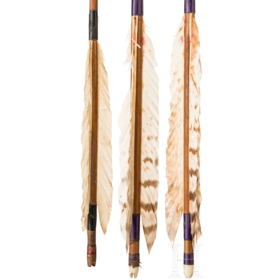 Three Japanese samurai arrows, Meiji period