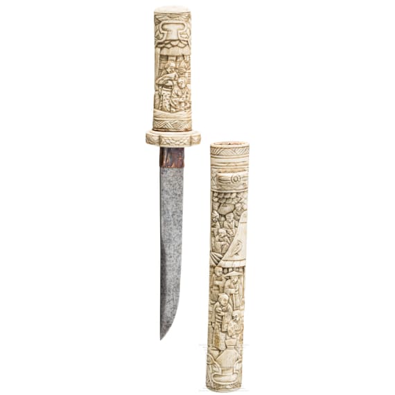 A Japanese bone mounted tanto, Meiji-period