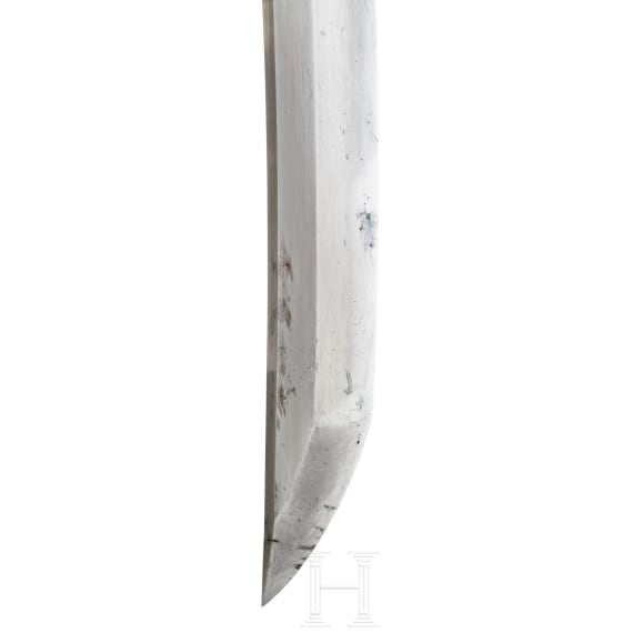 A carved ivory-mounted Wakizashi, late Edo period