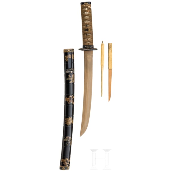 A set of shakudō mounts for a wakizashi, late Edo Period