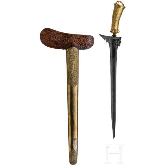 An Indonesian Kris with gold-plated hilt, Bali, first half of the 20th century