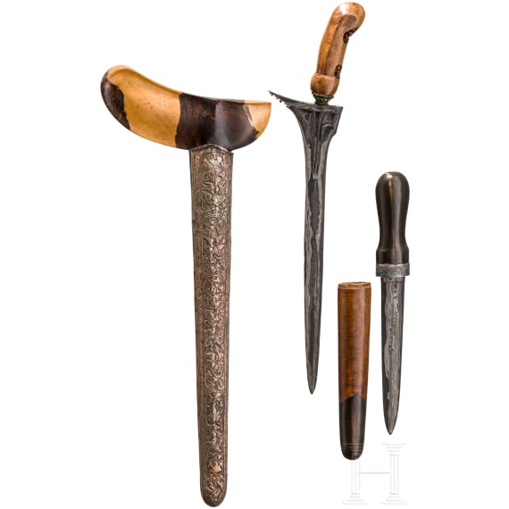 A keris and small dagger, Balinese or Javanese, 20th century