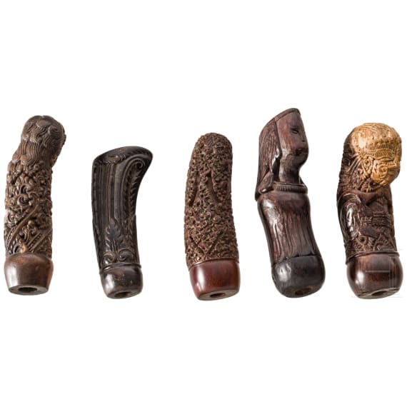 Five Indonesian keris handles, Java, 19th century