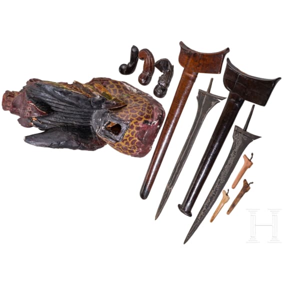 A small collection of Kris blades and parts, Sumatra et al., Indonesia, probably 1st half of the 20th century