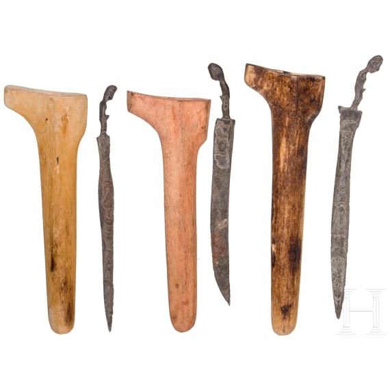 A small collection of Kris blades and parts, Sumatra et al., Indonesia, probably 1st half of the 20th century