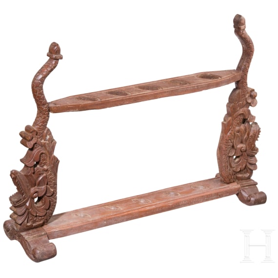 A meranti wood kris stand, Indonesia, 20th century