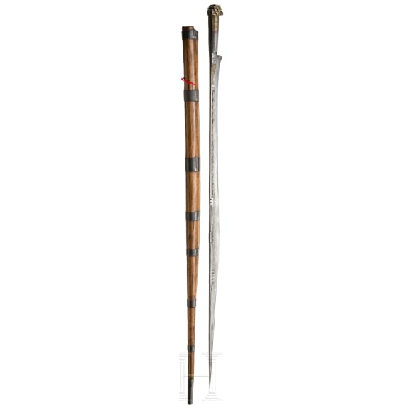 A tall Algerian brass-inlaid flyssa, 19th century