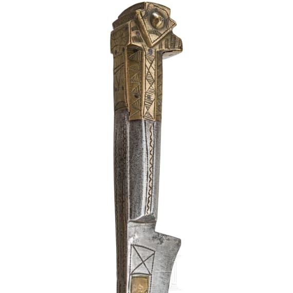 A tall Algerian brass-inlaid flyssa, 19th century