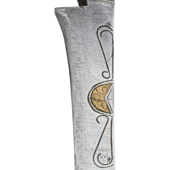 A tall Algerian brass-inlaid flyssa, 19th century