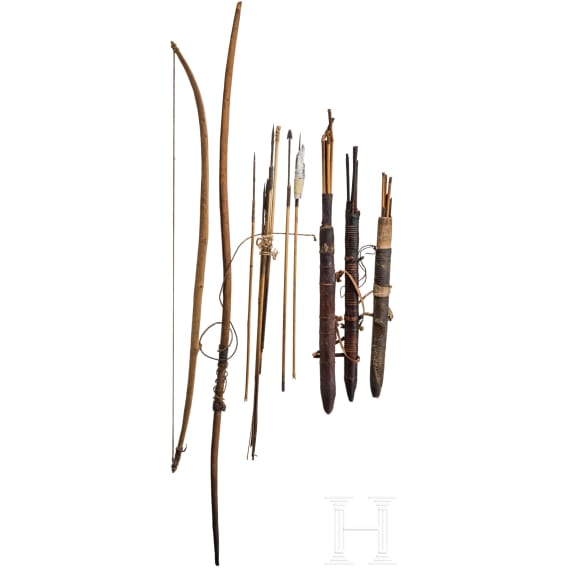 A collection of Cameroon/Tuareg (etc.) bows and arrows, 20th century