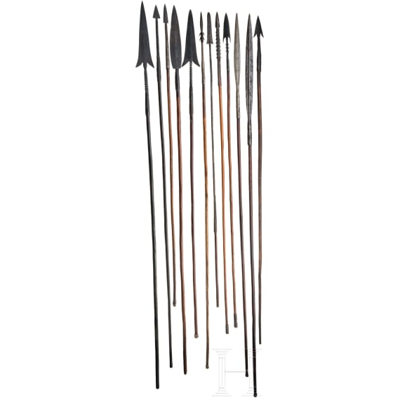 Twelve Central African spears, circa 1900