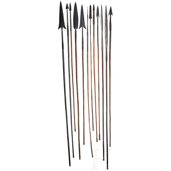 Twelve Central African spears, circa 1900