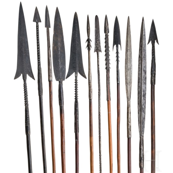 Twelve Central African spears, circa 1900
