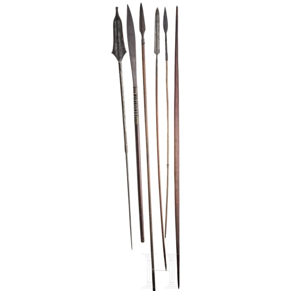 Six Central African spears, circa 1900
