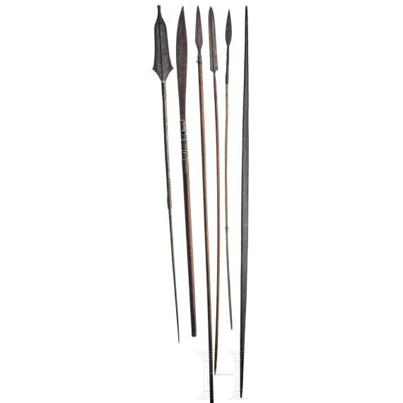 Six Central African spears, circa 1900