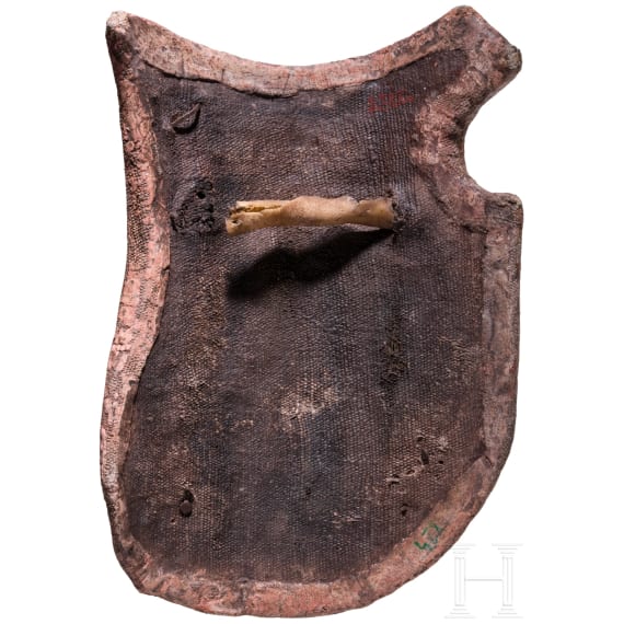 A late Gothic Austrian horseman's hand shield with coat of arms, mid-15th century