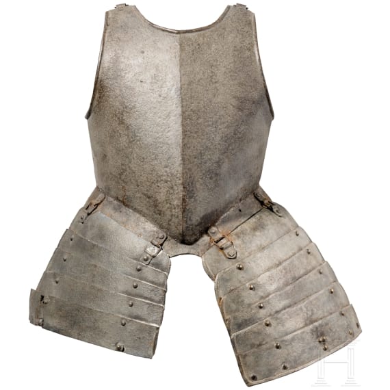 An Italian footsoldiers breastplate and tassets, ca. 1600