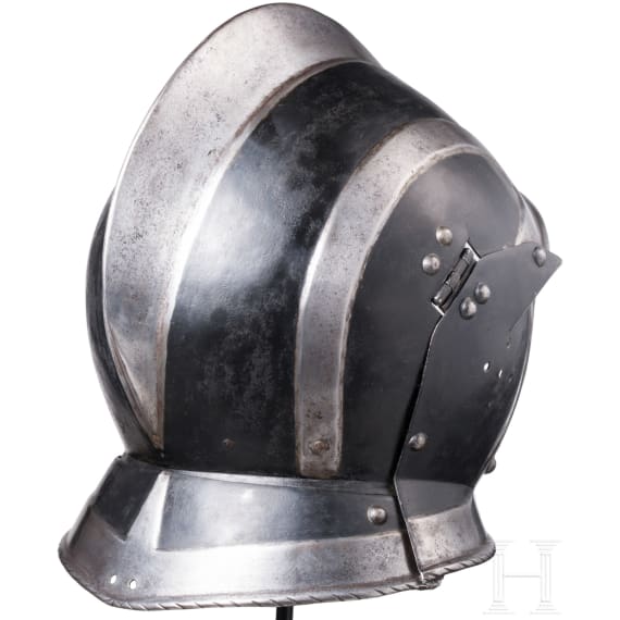 A South German or Swiss black and white burgonet, circa 1560/70