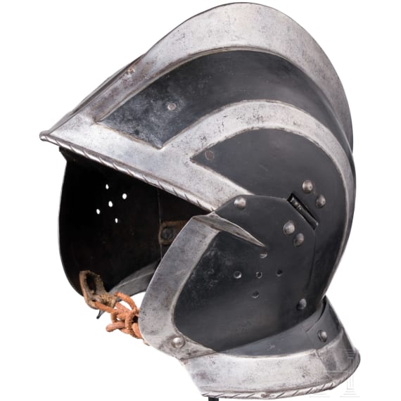 A South German or Swiss black and white burgonet, circa 1560/70