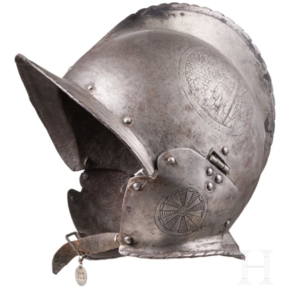 A South German burgonet with engraved decoration, circa 1570