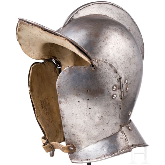 A South German or Swiss burgonet retaining the original leather lining, circa 1600