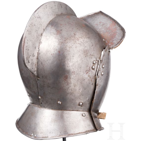 A South German or Swiss burgonet retaining the original leather lining, circa 1600