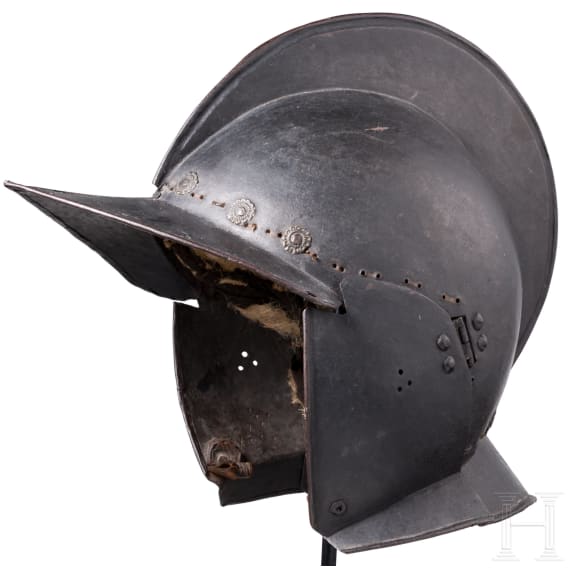 A blackened German burgonet, circa 1600