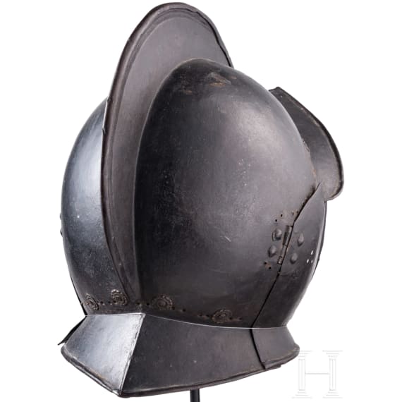 A blackened German burgonet, circa 1600