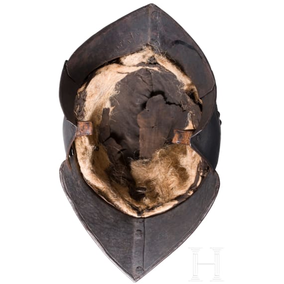 A blackened German burgonet, circa 1600