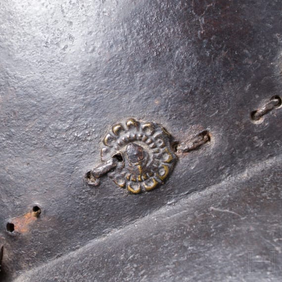 A blackened German burgonet, circa 1600