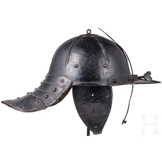 A German lobster-tailed helmet, circa 1630