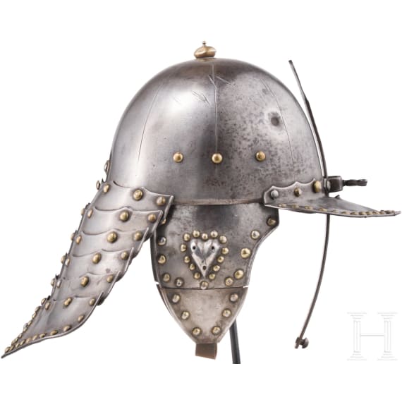 A Polish officer's heavy lobster-tailed burgonet, mid 17th century