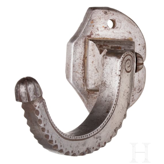 Heavy armour hook for tournament armor, German, 16th century